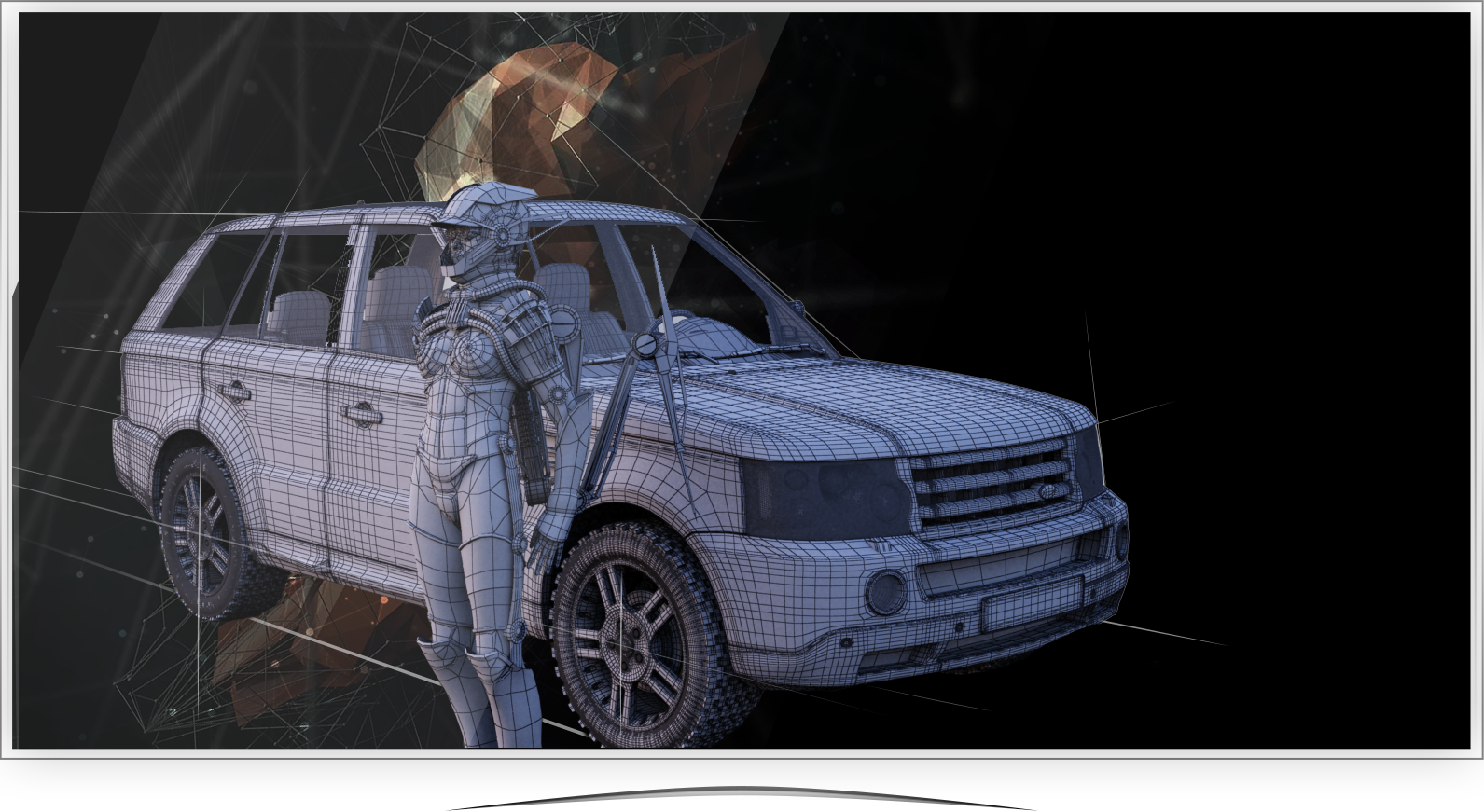 CGI animation photorealistic car robot
